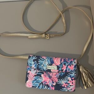 Lilly Pulitzer Pink and Blue Floral Crossbody Bag
